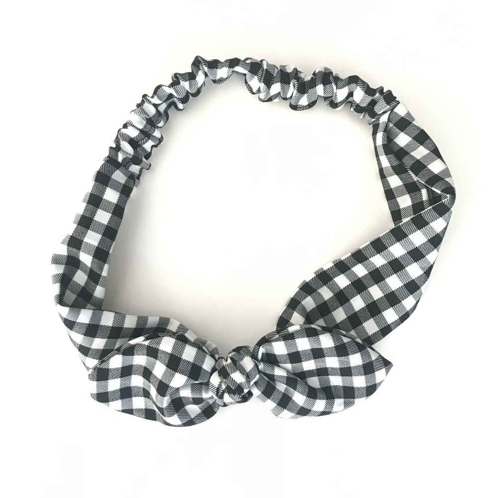 Gingham Headband in Black and White
